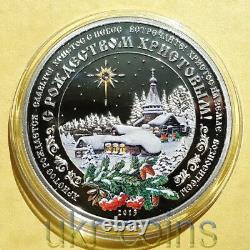 2013 Cook Islands $5 Christmas 1 Oz Silver Proof Color Coin Swarovski Crystal