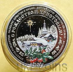 2013 Cook Islands $5 Christmas 1 Oz Silver Proof Color Coin Swarovski Crystal