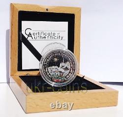 2013 Cook Islands $5 Christmas 1 Oz Silver Proof Color Coin Swarovski Crystal