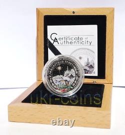 2013 Cook Islands $5 Christmas 1 Oz Silver Proof Color Coin Swarovski Crystal