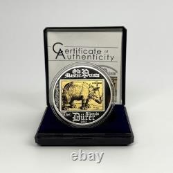 2013 Cook Islands $5 Rhinoceros Sterling Silver Coin