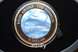 2013 Cook Islands 50 Dollars Rigid Airship The Zeppelin 5oz. 999 Silver with OGP