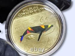 2013 Cook Islands Wildlife Conservation Humpback Whale Prism Mint 2500