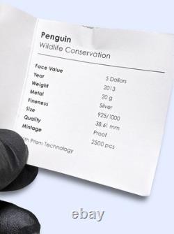 2013 Wildlife Conservation Penguin proof certificate Cook Islands Mint 2500
