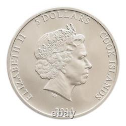 2014 Cook Island Lilac Spring Flower $5 Silver Colored Coin Butterfly WWF Flora