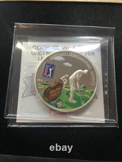 2014 Cook Islands, 1 Oz. 999 Silver $5 Dollar Leather Golf Bag CMG PF-68 UHC