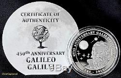 2014-Cook Islands $10 2 ozs. 999 silver uncirculated 450th anniv Galileo