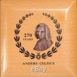 2014 Cook Islands 1oz Silver Proof Coin $5 Anders Celsius Built-in Thermometer
