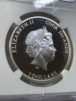 2014 Cook Islands $2 Colorized Chamois Silver Proof Graded PR 70 DCAM by NGC