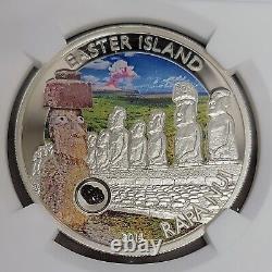 2014 Cook Islands $5 Silver Coin NGC PF70 Ultra Cameo Easter Island Rapa Nui