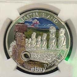 2014 Cook Islands. 999 Silver Proof $5 Easter Island NGC PF70 Ultra Cameo