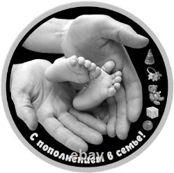 2014 Cook Islands Newborn Baby $5 Silver Coin Baby Footprints Christening gift