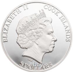 2014 Cook Islands Newborn Baby $5 Silver Coin Baby Footprints Christening gift