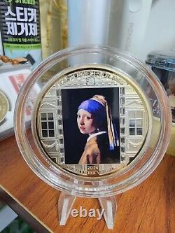 2014 Cookisland Girl with pearl earring Masterpieces of Art 3 oz Silver Coin