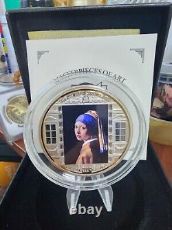 2014 Cookisland Girl with pearl earring Masterpieces of Art 3 oz Silver Coin