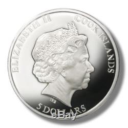 2014 MOLDAVITE IMPACT Silver Coin Cook Islands $5 Meteorite Series