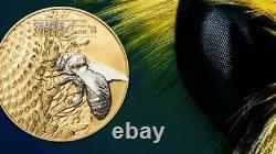 2014 Shades of Nature Honey Bee $5 Silver Coin Cook Islands