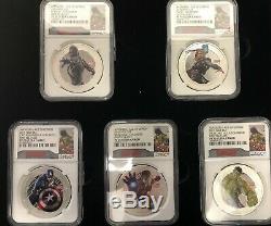 2015 $2 5-COIN Set Avengers Age Of Ultron NGC PF70 First Relases POP of 140