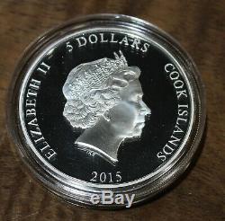 2015 5 Dollar Cook Islands Peacock 1st in Sold Out Series 1oz 999 Silver Coin $5