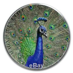 2015 Cook 1oz High Relief Magnificent Life Peacock Silver Proof, Only 999 Minted