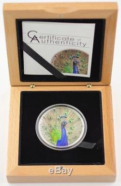 2015 Cook Islands 1oz High Relief Magnificent Life Peacock Proof Only 999 Minted