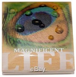 2015 Cook Islands 1oz High Relief Magnificent Life Peacock Proof Only 999 Minted