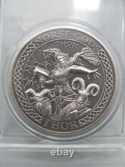 2015 Cook Islands 2 oz Antinque Silver Norse Gods Thor