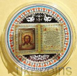 2015 Cook Islands $5 Holy Bible Jesus 3D Color Silver Coin Christian God Prayer