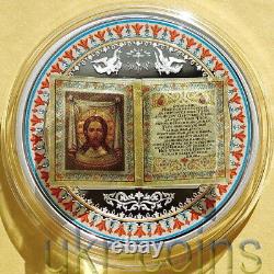 2015 Cook Islands $5 Holy Bible Jesus 3D Color Silver Coin Christian God Prayer