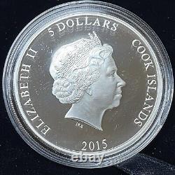 2015 Cook Islands Magnificent Life Peacock 1oz Silver Coin 5 NZ$ OGP Box COA