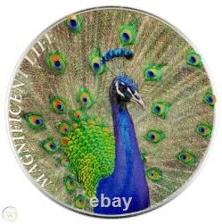 2015 Cook Islands Magnificent Life Peacock 1oz box/coa +bonus 2009 Seadragon COA