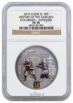 2015 Cook Islands Silver $5 History Of The Samurai Antiqued PF70 NGC Coin