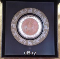 2015 Cook Islands Year Of The Goat Silver 5 Oz Proof With Mother Of Pearl