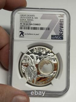 2015 Silver $5 COOK ISLANDS'Judea Israel' NGC PF70 Colorized Great Deserts Coin
