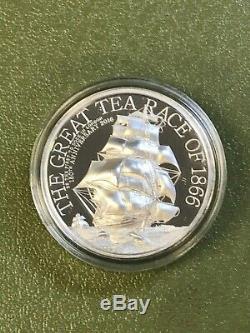 2016 $10 COOK ISLANDS GREAT TEA RACE 2 oz HIGH RELIEF SILVER COIN 999 MINTED