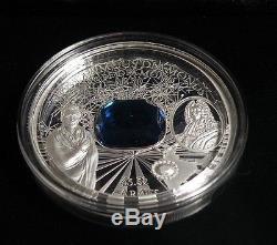 2016 $10 Cook Islands 2 oz 999 Silver HOPE DIAMOND 50mm Coin with Crystal inset