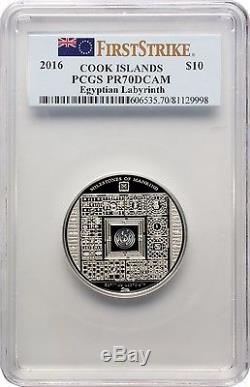 2016 $10 Cook Islands Egyptian Labyrinth Silver Proof Coin PCGS PR70DCAM FS