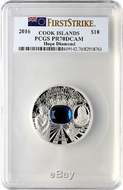 2016 $10 Cook Islands Hope Diamond 2 oz. 999 Silver Coin PCGS PR70DCAM FS