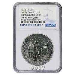 2016 2 oz Cook Islands Silver Norse Gods Freyr Ultra High Relief NGC MS 70