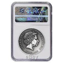 2016 2 oz Cook Islands Silver Norse Gods Frigg Ultra High Relief NGC MS 70 Antiq