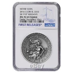 2016 2 oz Cook Islands Silver Norse Gods Sif Ultra High Relief NGC MS 70 Antique