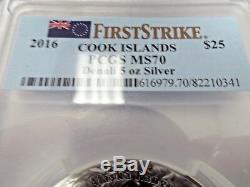 2016 $25 Cook Islands 7 Summits Denali 5oz. 999 Silver PCGS MS70 FS