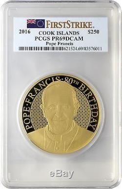 2016 $250 Cook Islands Pope Francis 1 oz. Gold Coin PCGS PR69DCAM First Strike