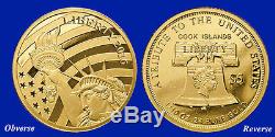 2016 $5 LIBERTY 1/10 OZ. 24 PURE GOLD COIN COOK ISLANDS