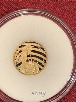 2016 $5 PROOF COOK ISLANDS Statue of LIBERTY Gold Coin, 1/10 Oz. 240 Fine Gold