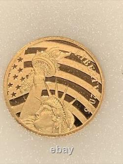 2016 $5 PROOF COOK ISLANDS Statue of LIBERTY Gold Coin, 1/10 Oz. 240 Fine Gold