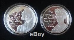 2016 8 X Silver Proof Cook Islands Coin Box Set + Coa William Shakespeare Kings