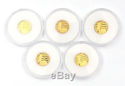2016 Cook Islands $5 Liberty 1/10oz. 24 Pure Gold Coins Lot Of 5