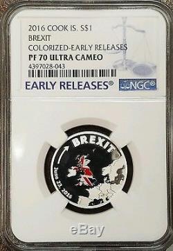 2016 Cook Islands Colorized Proof Silver Brexit Ngc Pf70 Uc Er Rare Low Pop