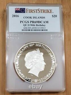 2016 Cook Is. 3 oz Queen Elizabeth II 90th Birthday Silver Proof PCGS PR69DCAM